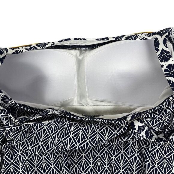 Lands’ End Blouson Navy & White Tankini Top size 10D - Picture 4 of 6